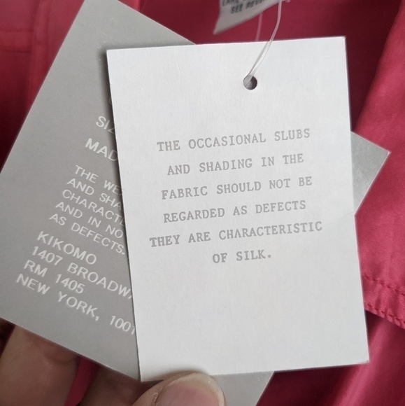 𝅺VINTAGE Kikomo Bright Pink Silk Button Down Blouse M Retro - Picture 3 of 14